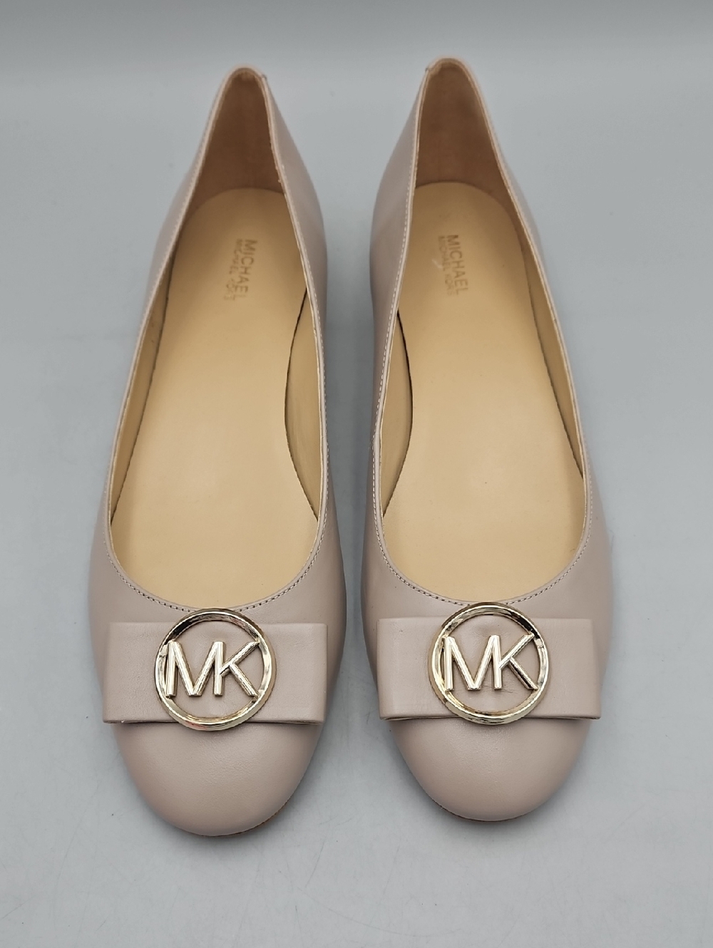 Michael Kors pale pink Fulton leather flats Gold MK logo Women 11 M